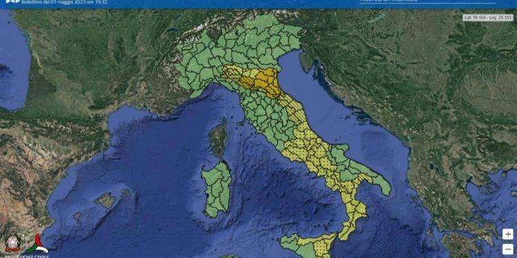 Forte maltempo sull’Italia: allerta gialla in dieci regioni. arancione in Emilia