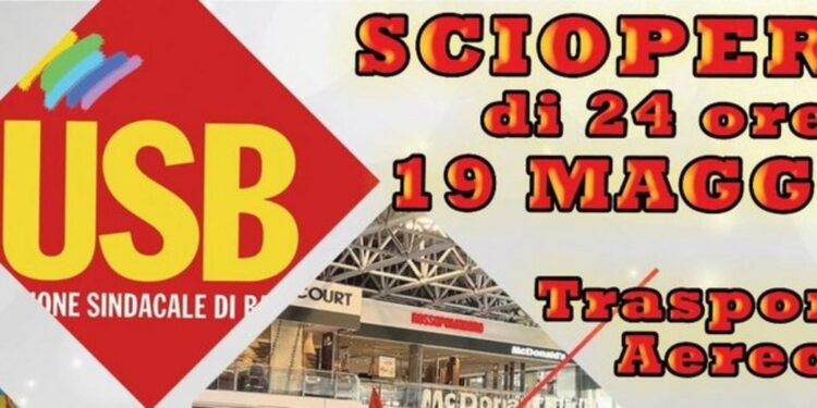 Trasporto aereo, USB conferma lo sciopero nazionale del 19 maggio. Garantite le attività nei territori colpiti dall’alluvione