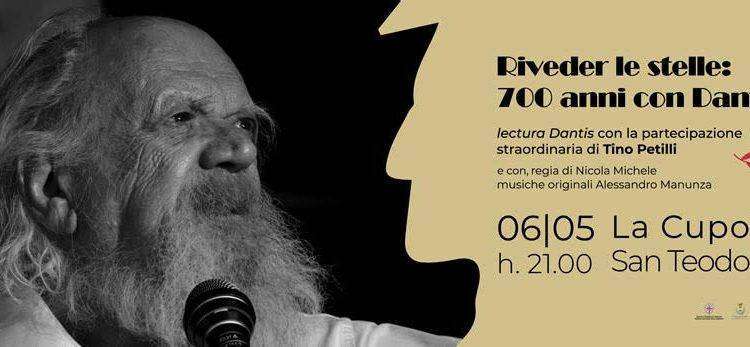 L’attore Tino Petilli e il regista Nicola Michele protagonisti a San Teodoro sabato 6 maggio alle 21 presso il Teatro Comunale La Cupola con lo spettacolo “Riveder le stelle: 700 anni con Dante”