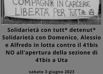 3 Giugno, presidio al carcere di Uta: “No alla nuova sezione 41bis”