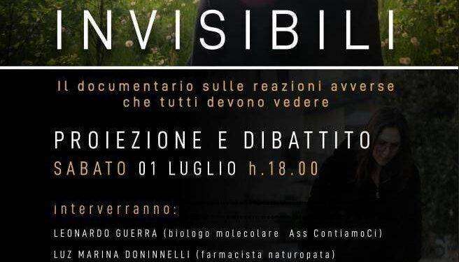 Sabato 1° luglio ’23 a Sanluri: proiezione e dibattito “INVISIBILI”, il documentario sulle reazioni avverse