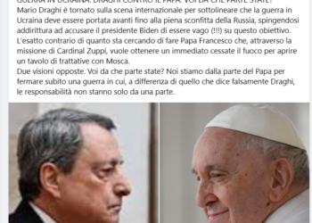Alemanno: “Sulla guerra Draghi contro il Papa, voi da che parte state?”