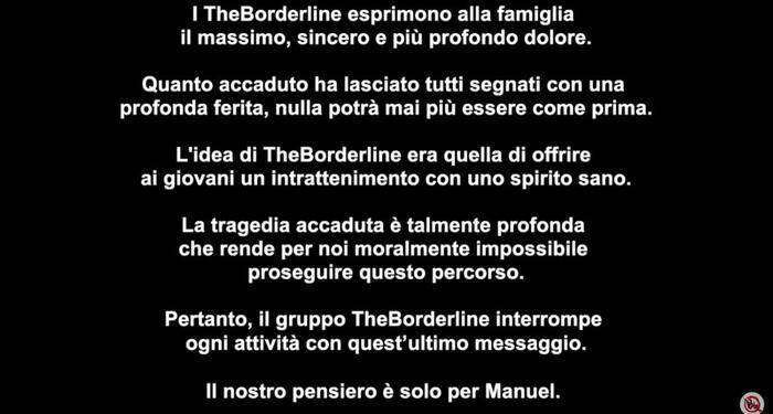 Chiude Theborderline: “Dolore per la morte di Manuel”