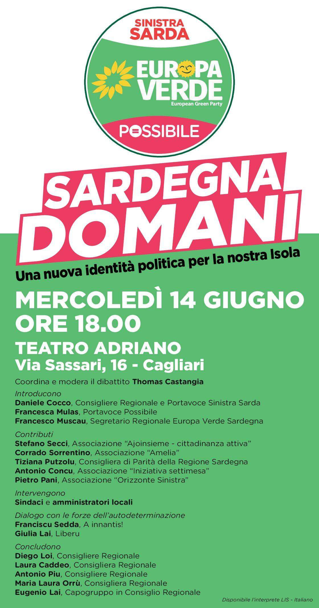 Nasce “Sardegna Domani”, mercoledì 14 giugno presentazione ufficiale del nuovo soggetto politico di sinistra