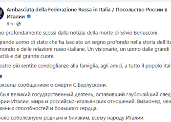 Ambasciata russa in Italia ricorda Silvio Berlusconi