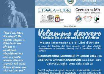 L’isola dei libri 2023: mercoledì inaugurazione con l’apertura della mostra internazionale “Volammo davvero. Fabrizio De Andrè nei libri d’artista”