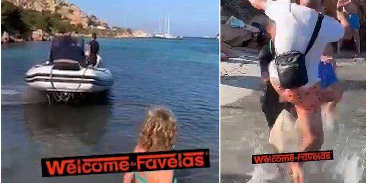 In Sardegna il tender di un maxi-yacht si è avvicinato troppo alla riva e ha scatenato una rissa sul bagnasciuga