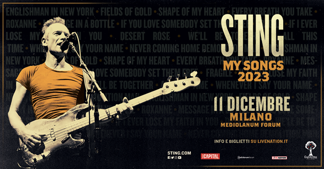 Sting, l’11 dicembre live a Milano