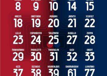 Cagliari: I numeri di maglia per la stagione 23/24
