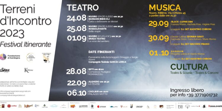 Terreni d’incontro, Festival di teatro, musica, cultura kermesse musicale dal 29 settembre al primo ottobre a Nuoro