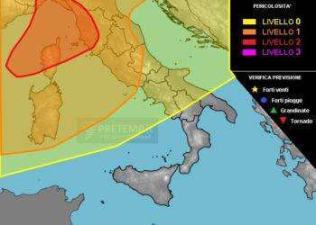 Maltempo sull’Italia, temporali anche in Sardegna
