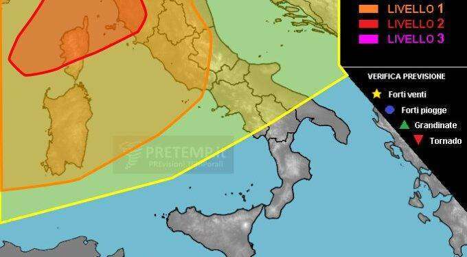Maltempo sull’Italia, temporali anche in Sardegna