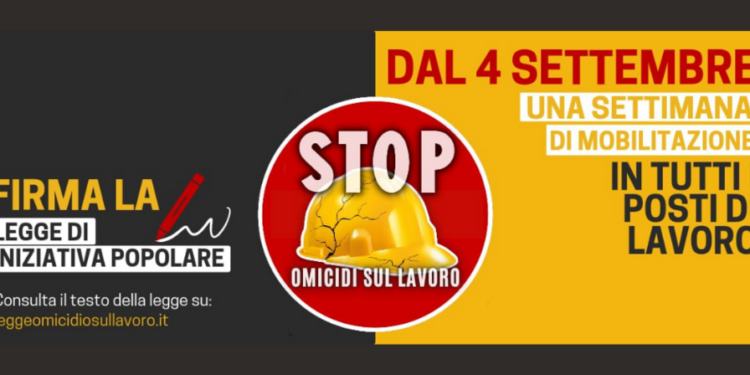 Fino al 10 settembre: mobilitiamoci per il reato di omicidio sul lavoro