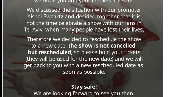 Blind Guardian: costretti a rimandare il concerto di Tel Aviv a causa della guerra