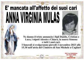 E’ mancata all’affetto dei suoi cari Anna Virginia Mulas