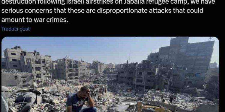 L’Onu: “Il raid su Jabalia può essere considerato un crimine di guerra”