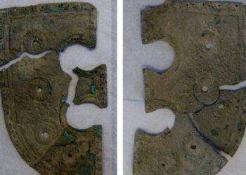 Un elmo e uno scudo emergono da scavi nell’Isola di Creta