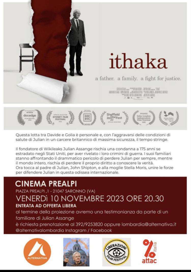 Saronno, proiezione del film “Ithaka”: la drammatica battaglia per la liberazione di Assange