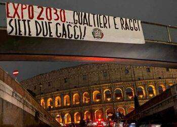 Expo 2030, CasaPound affigge striscioni contro Raggi e Gualtieri