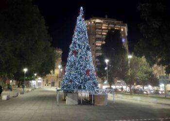 Cagliari, con ritardo sorprendente montato in piazza Garibaldi albero di Natale: è costato 50mila euro
