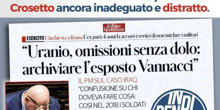 Uranio impoverito: Alemanno, non archiviare esposto Vannacci