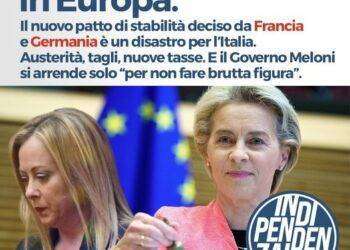 Europa: Alemanno (Ind): “Disfatta negoziale sul patto di stabilità, Meloni ripercorre la strada di Monti”