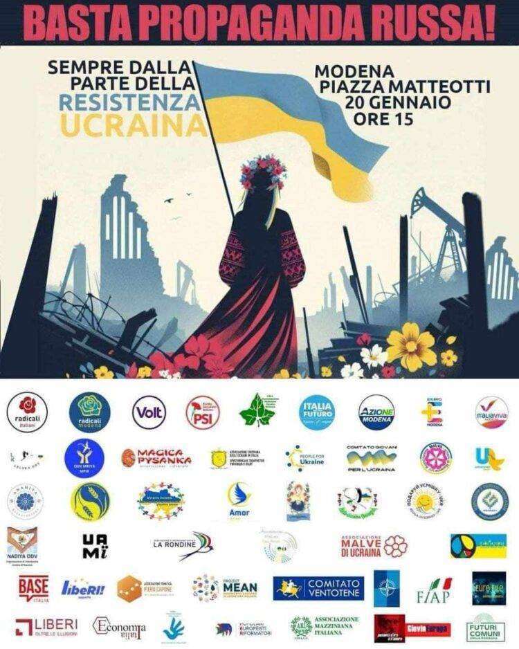 Modena, bandiere neonaziste alla manifestazione dei Radicali di Emma Bonino contro la “propaganda russa”