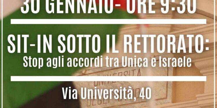 Università Cagliari, sit-in il 30 gennaio degli studenti pro Palestina: “Stop accordi tra Unica e Israele”