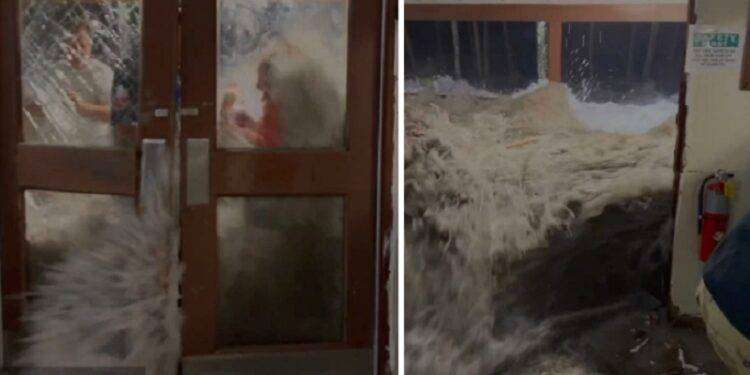 Isole Marshall, la mareggiata distrugge edificio di una base militare americana