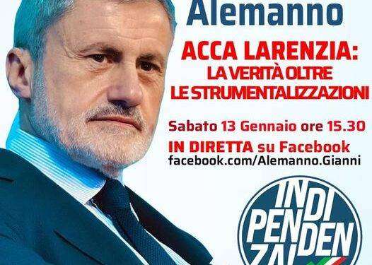 Video di Gianni Alemanno sui fatti di Acca Larentia: “Dobbiamo sconfiggere i seminatori di odio e superare le antiche divisioni”
