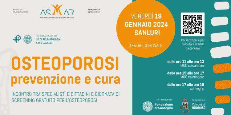 “Osteoporosi: prevenzione cura”: il 19 gennaio a Sanluri una giornata organizzata dall’Asmar
