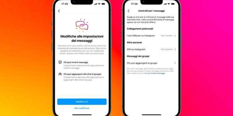 Instagram e Facebook, impostazioni messaggi più restrittive per gli under 18