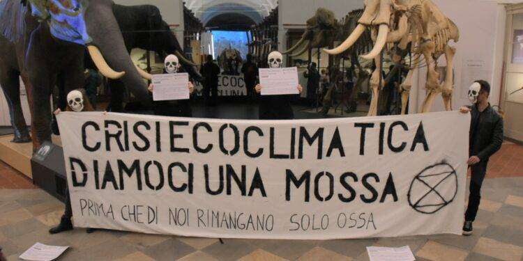 Blitz di Extinction Rebellion nel Museo di Scienze naturali di Torino