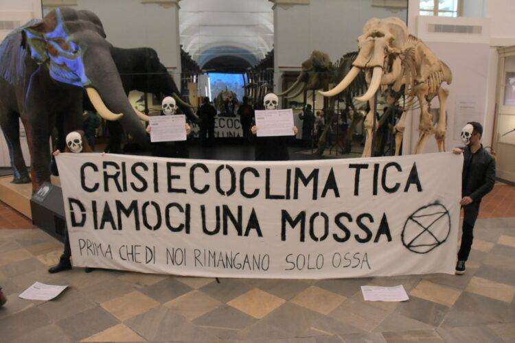 Blitz di Extinction Rebellion nel Museo di Scienze naturali di Torino