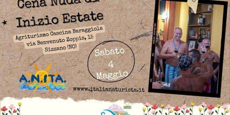 Naturismo, prima cena nuda di inizio estate a Sizzano (NO)