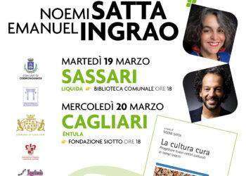 Noemi Satta e Emanuel Ingrao a Sassari il 19 marzo per Liquida e a Cagliari il 20 per Éntula con il libro “La cultura cura”