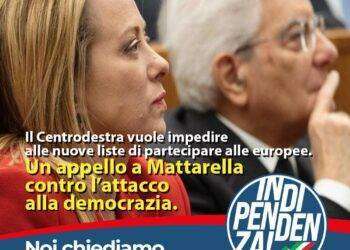 Europee, Alemanno (Indipendenza): appello a Mattarella per fermare l’attacco alla democrazia