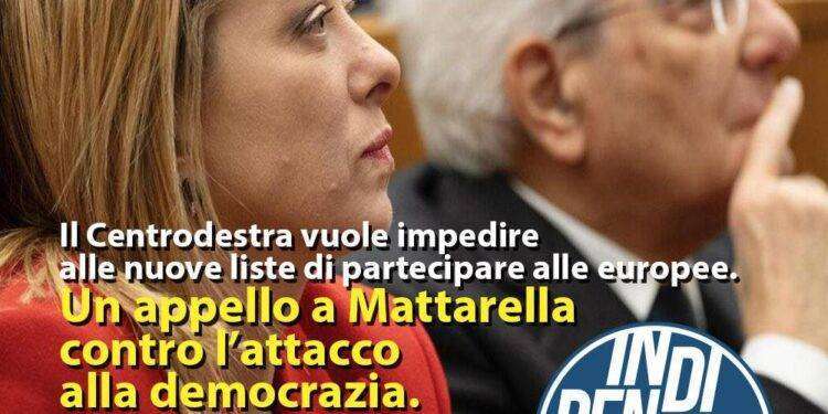 Europee, Alemanno (Indipendenza): appello a Mattarella per fermare l’attacco alla democrazia