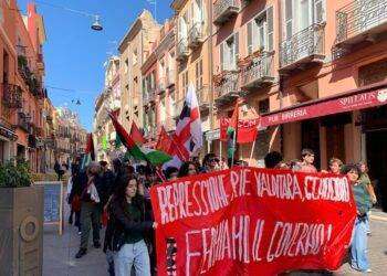 Studenti in piazza a Cagliari contro riforma e pro Palestina
