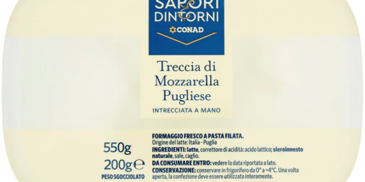 Conad richiama treccia di mozzarella pugliese con scadenza sbagliata