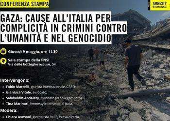 Gaza, il 9 maggio conferenza stampa di Amnesty International Italia in Fnsi
