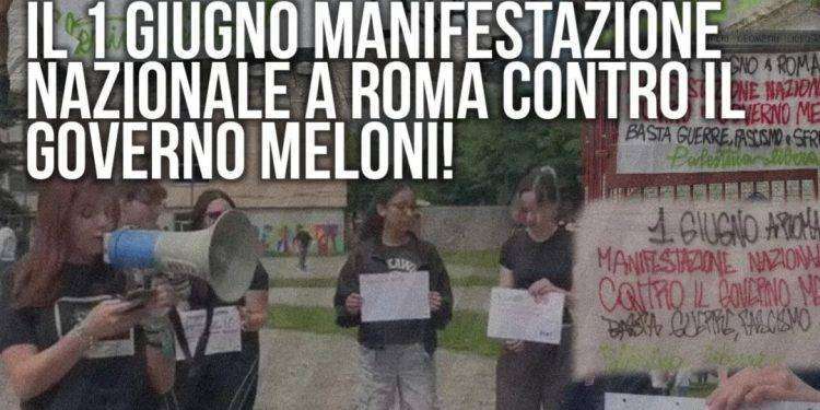 1 giugno manifestazione nazionale contro il Governo Meloni a Roma
