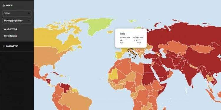 Libertà di stampa nel mondo, l’Italia retrocede al 46° posto
