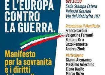 Elezioni europee, presentazione del Manifesto contro la guerra: Alemanno e Rizzo insieme contro l’unipolarismo
