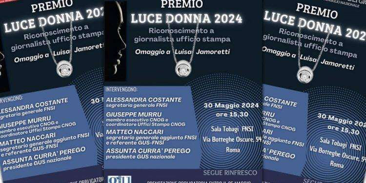 Premio ‘Luce donna’ 2024, presentazione in Fnsi il 30 maggio