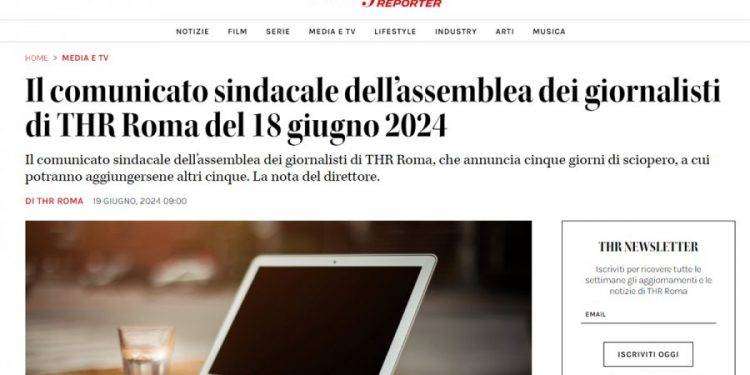 The Hollywood Reporter Roma, i giornalisti: «Stipendi non pagati, 5 giorni di sciopero»