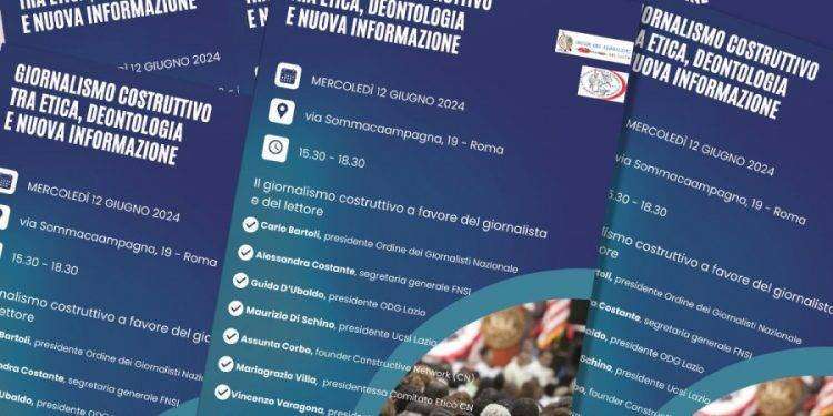 ‘Giornalismo costruttivo tra etica, deontologia e nuova informazione’: il 12 giugno seminario a Roma
