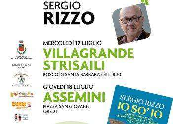 Sergio Rizzo a Villagrande Strisaili e Assemini con il libro “Io sò io” rispettivamente il 17 e 18 luglio
