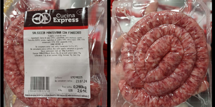 Richiamata salsiccia mantovana con finocchio per potenziale tossinfezione
