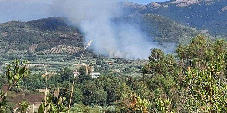 Fiamme a Gonnosfanadiga, in azione due elicotteri